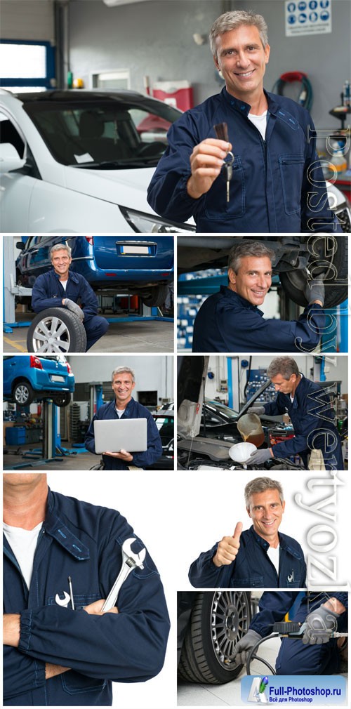 Auto mechanic at one hundred stock photo