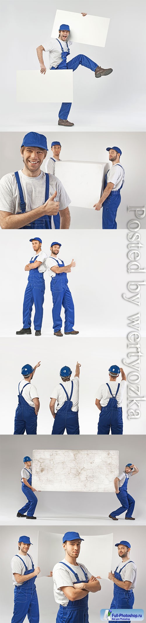 Men in work clothes stock photo