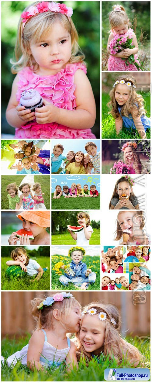 Children playing in nature stock photo