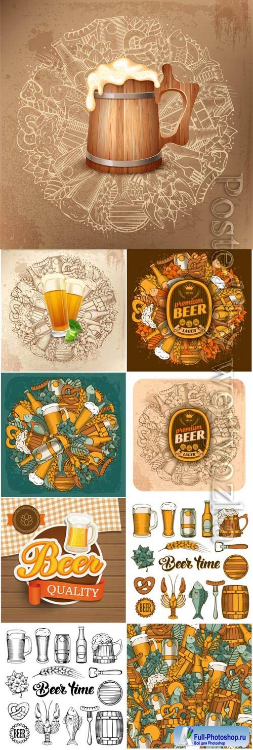 Beer advertising posters in retro style in vector