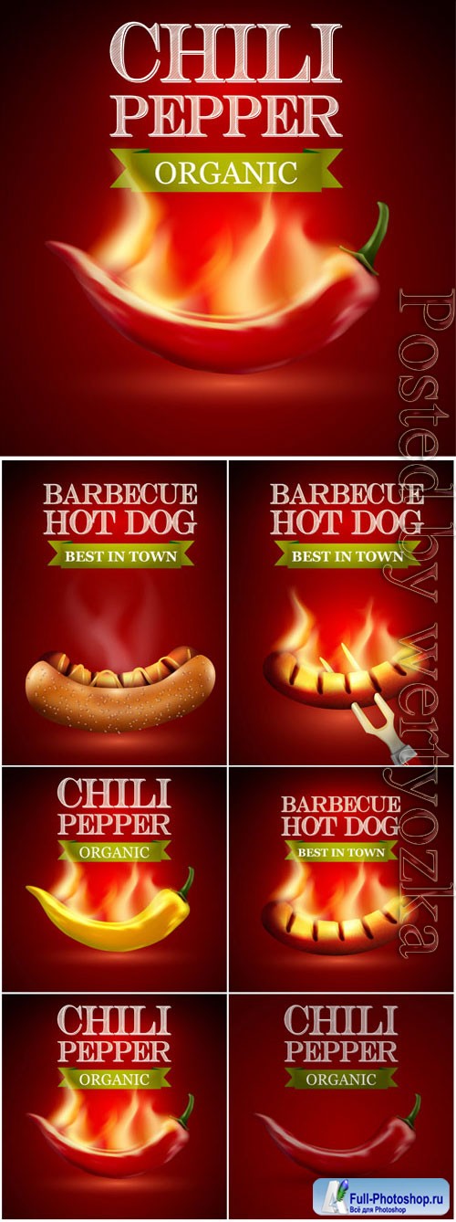 BBQ and hot peppers illustration in vector