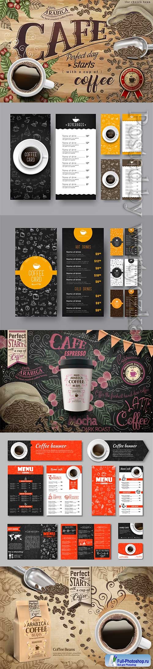 Template of the coffee menu for a cafe or restaurant