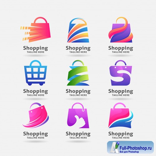 Collection of shopping bag logo vector design