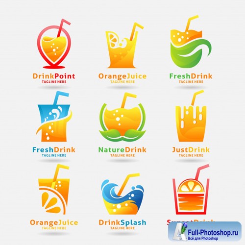 Collection of fresh drink logo vector design