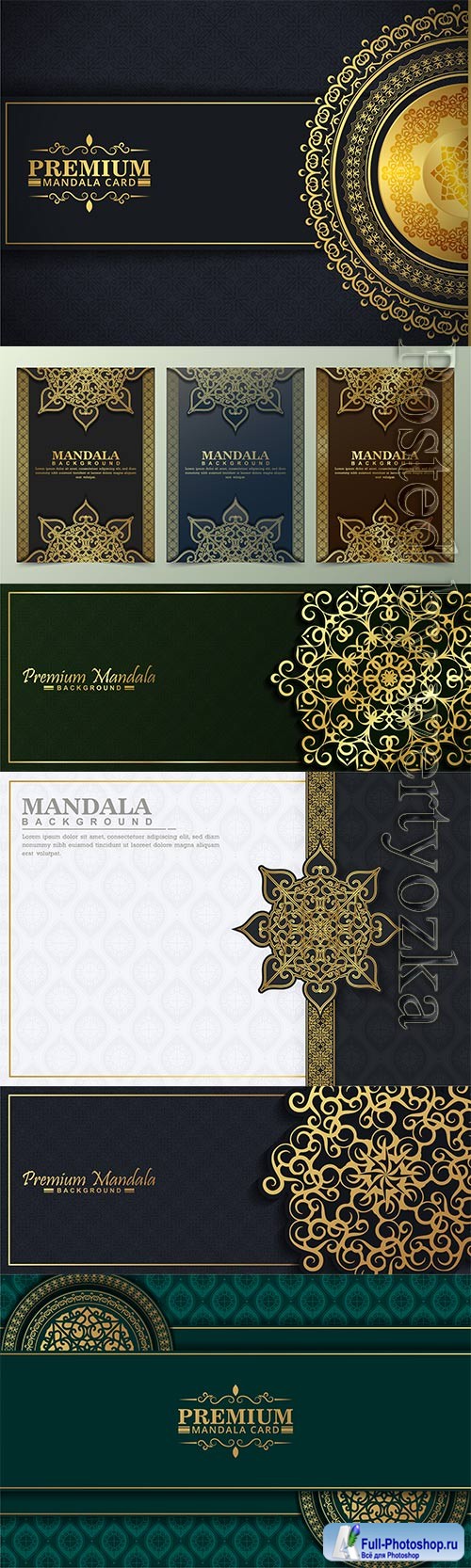 Luxury card with mandala motif and border in vector