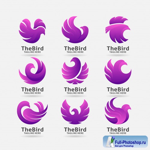 Collection of purple bird logo vector design