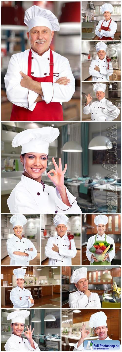 Men and women chefs stock photo