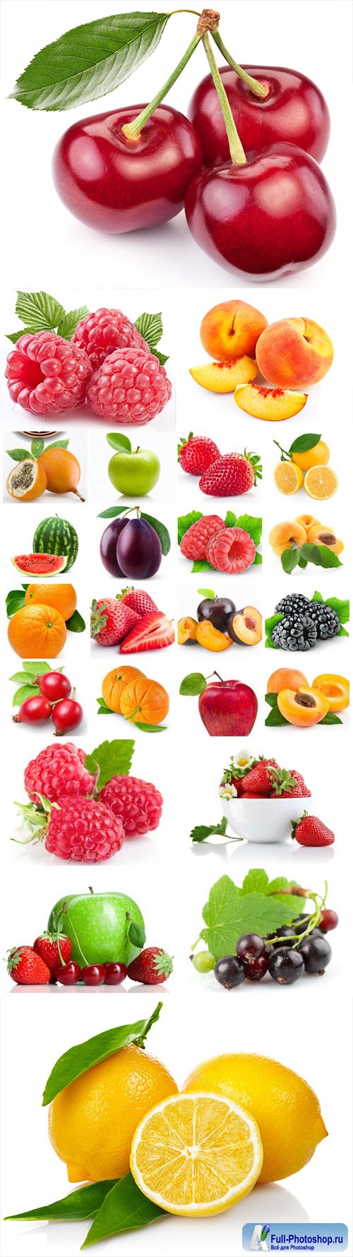 Set of fruits berries and citrus stock photo