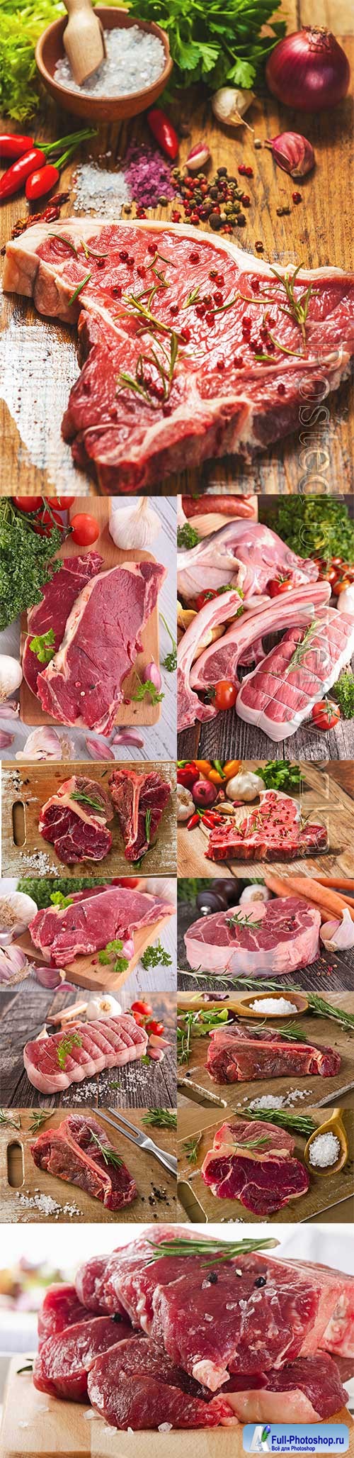 Fresh meat with vegetables and spices stock photo