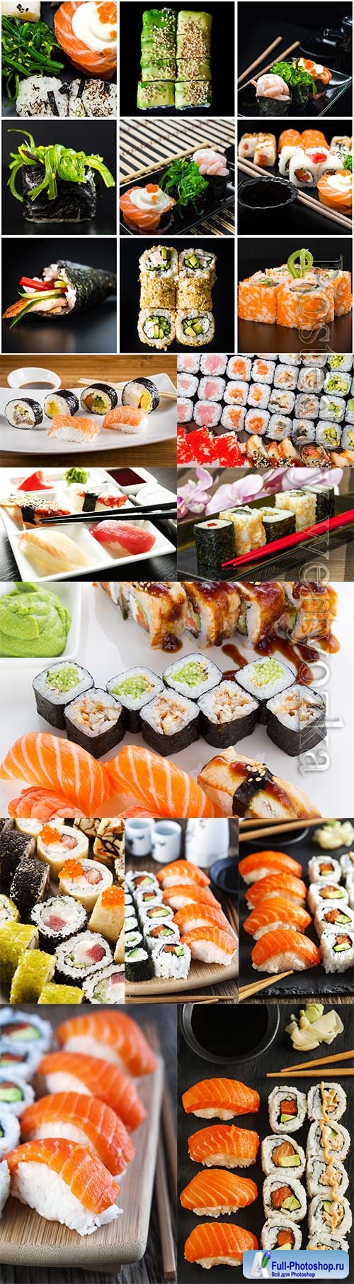 Appetizing sushi sets stock photo