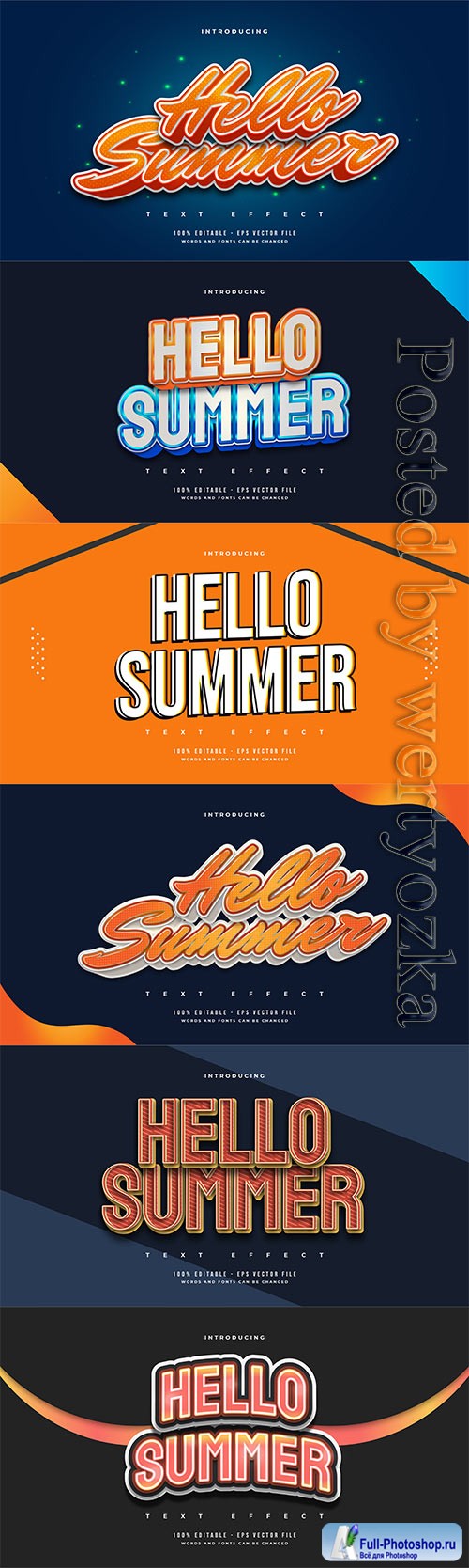 Hello summer 3d editable text style effect in vector vol 8