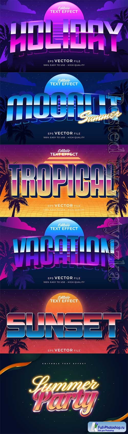 Retro summer holiday text in grunge style theme in vector vol 17