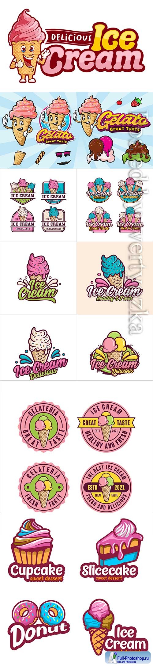 Ice cream logo premium vector collectiction