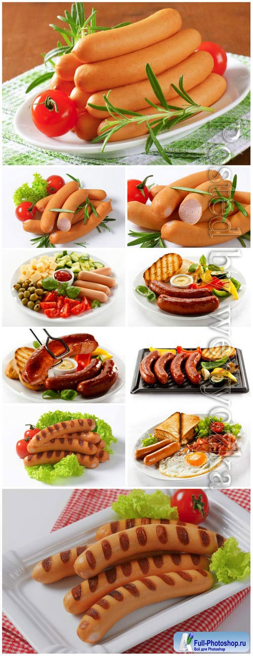 Sausages with garnish stock photo