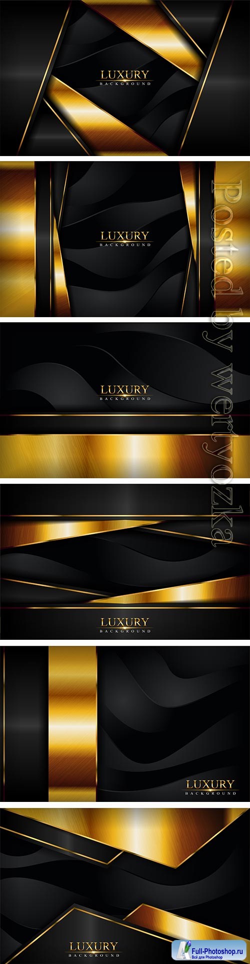 Luxury black background with golden lines vector composition