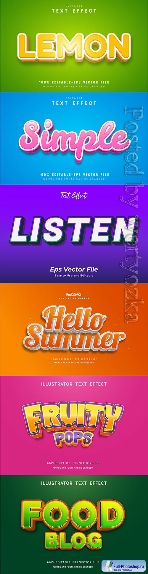 3d editable text style effect vector vol 539