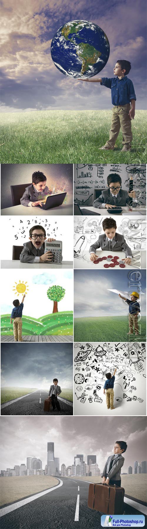 Little boy and creative ideas concept stock photo