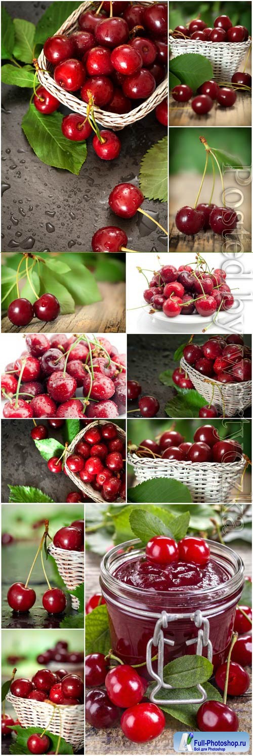 Fresh red cherries stock photo