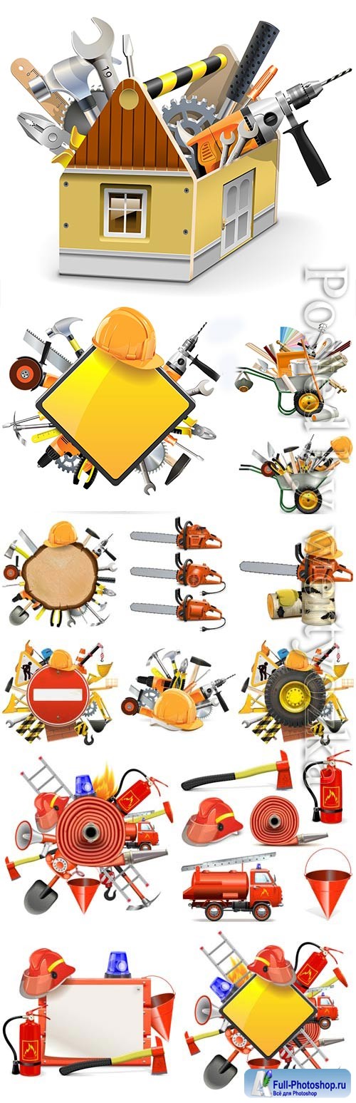 Set of construction tools in vector