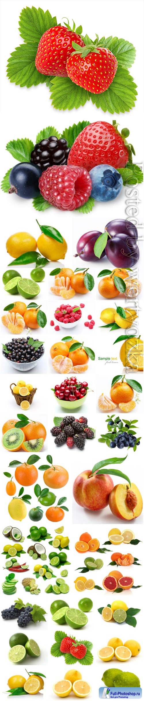 Realistic fruits and berries stock photo