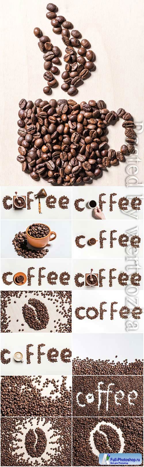 Creative photo with coffee beans stock photo
