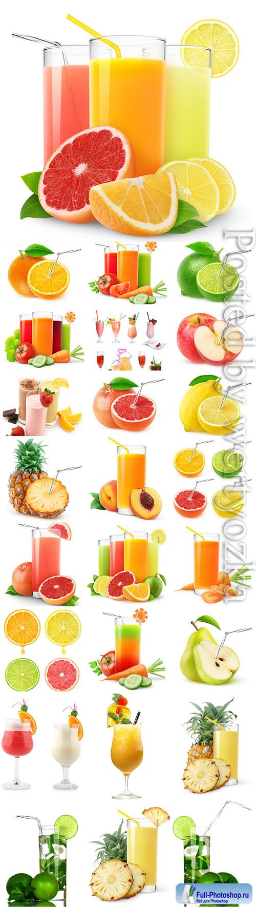 Cocktails and fresh juices stock photo