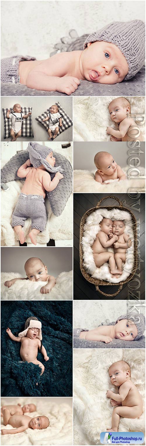 Beautiful photo session of newborn babies stock photo