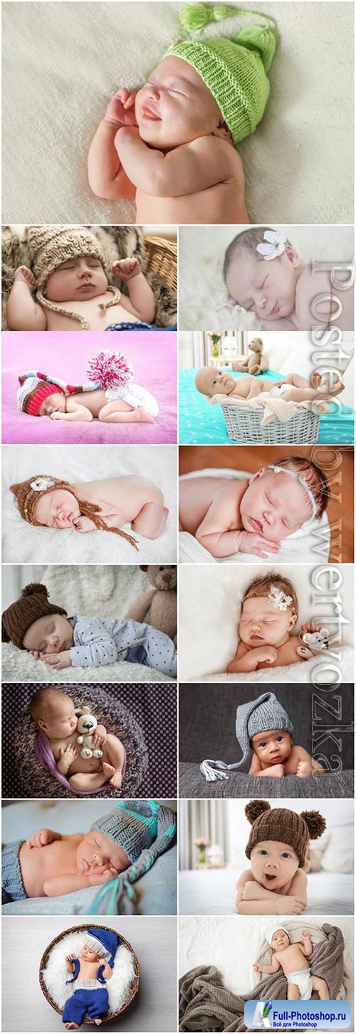 Sleeping babies at a photo session stock photo