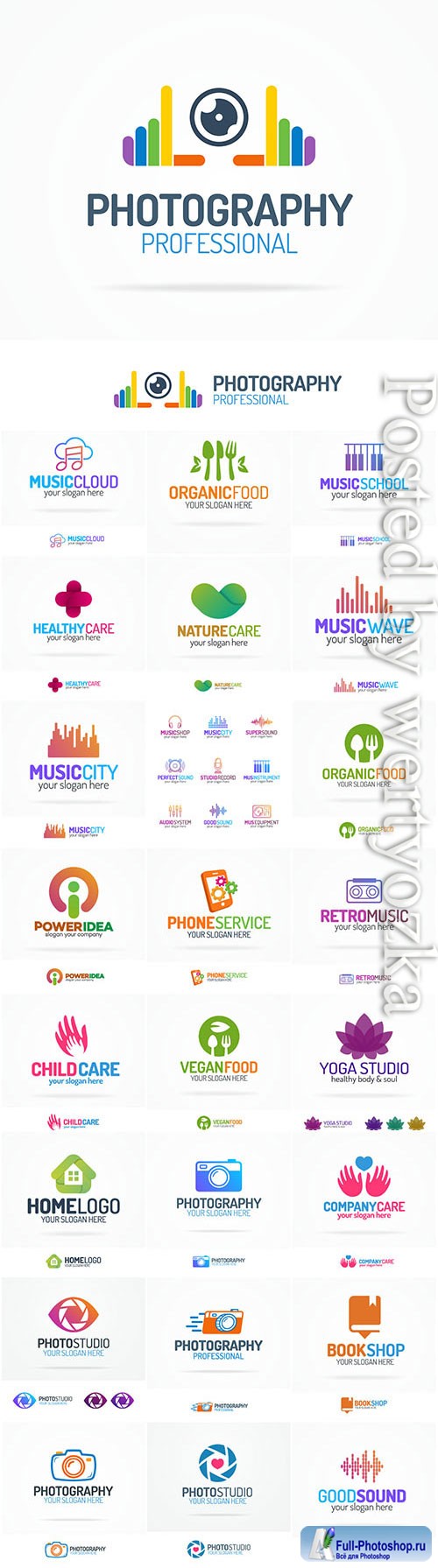 Logos, products, medicine, business in vector