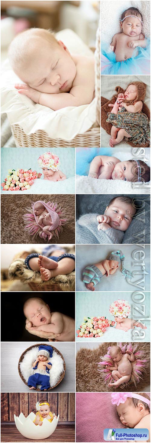 Newborn babies photo session stock photo