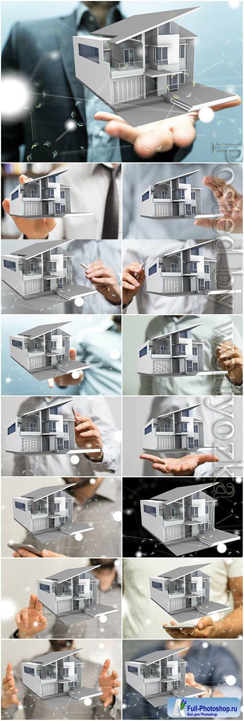 House mockup in male hands stock photo