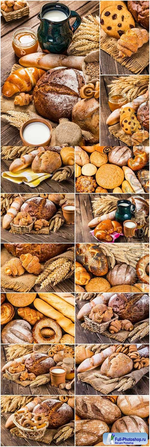Bread and milk stock photo