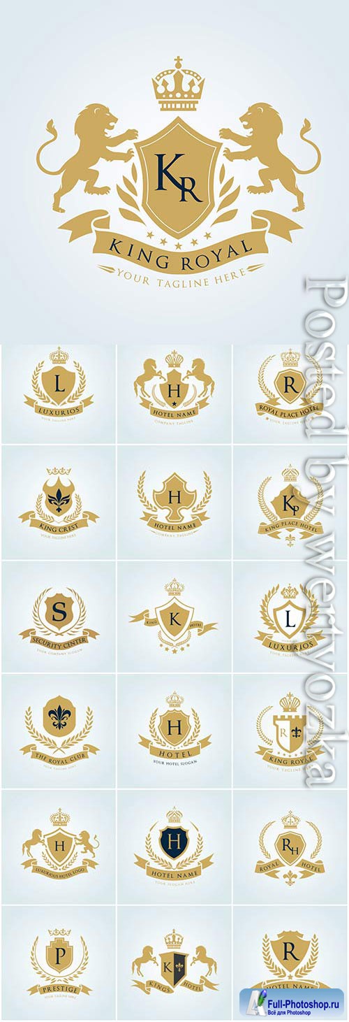 Gold logos and badges in vector