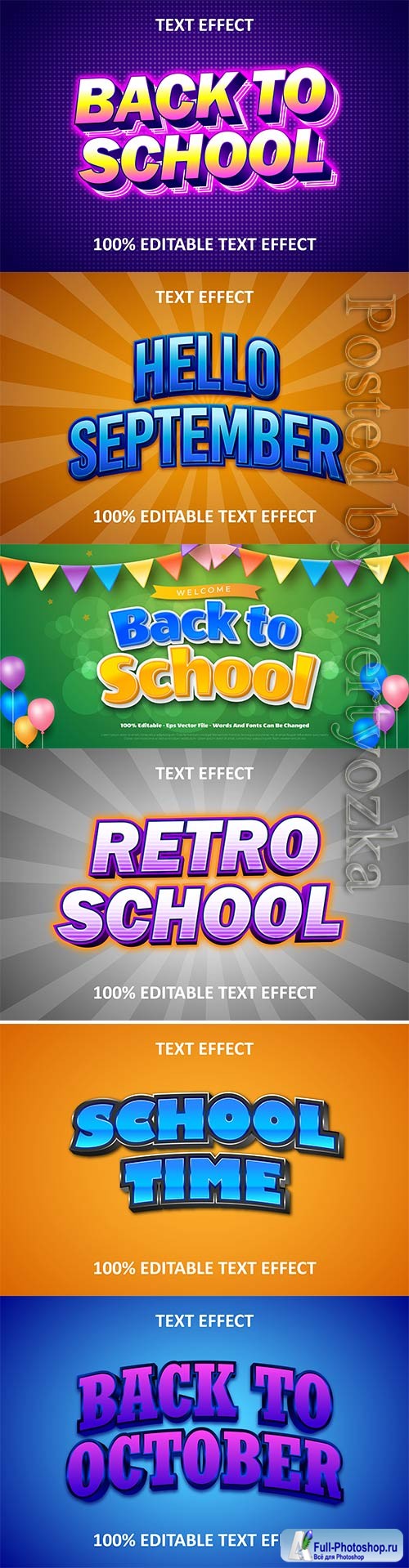 Back to school 3d editable text style effect vector