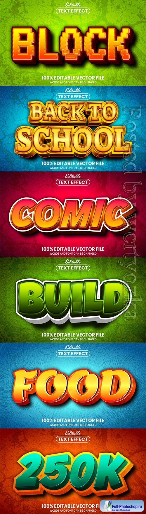 3d editable text style effect vector vol 607