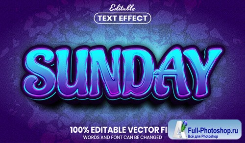 Sunday text, font style editable text effect