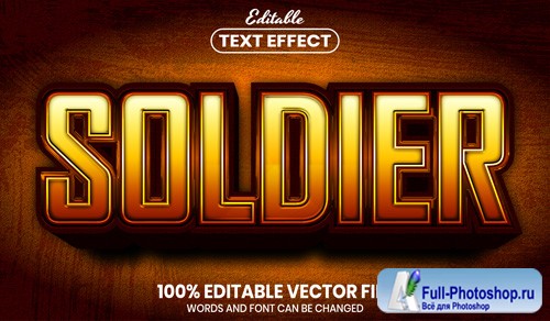 Soldier text, font style editable text effect