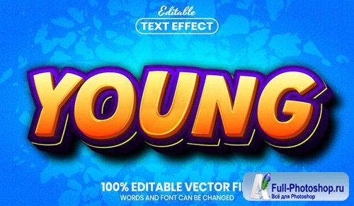 Young text, font style editable text effect