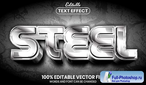 Steel text, font style editable text effect