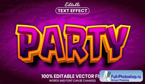 Party text, font style editable text effect