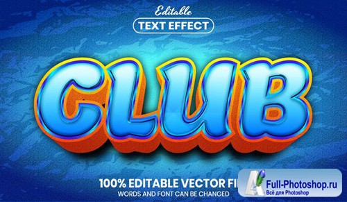 Club text, font style editable text effect