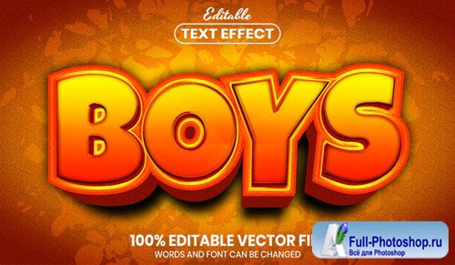 Boys text, font style editable text effect