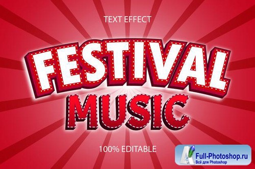 Editable text effect festival music color red