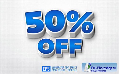 50 percent off 3d text editable style effect template