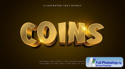 Gold coins 3d theme text font effect