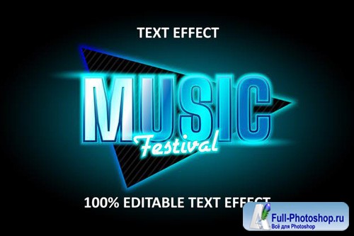 Editable text effect blue cyan light