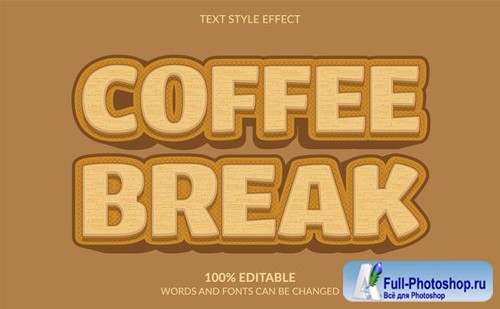 Editable text effect coffee break text style