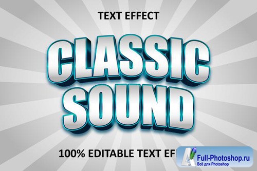 Classic text editable text effect blue cyan silver