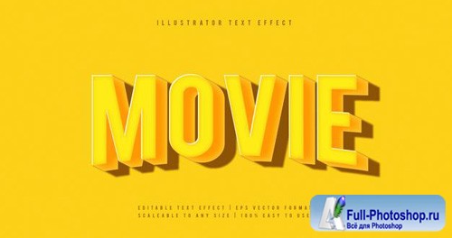 Yellow movie shadow title text font effect