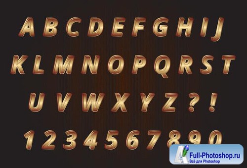 Sweet gold alphabets numbers set